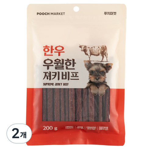 푸치마켓 강아지 우월한 져키 비프, 2개, 200g, 소고기맛