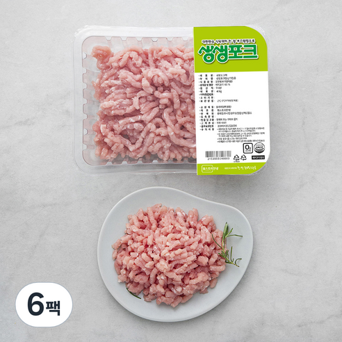 생생포크 한돈 등심 다짐용 (냉장), 400g, 6팩