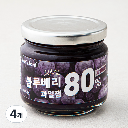 잇츠잼 블루베리 80% 과일잼, 200g, 4개