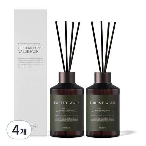 에이센트 네이처 실속형 디퓨저, 포레스트워크, 200ml, 4개