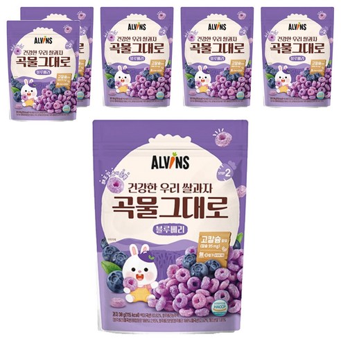 엘빈즈 건강한 우리 쌀과자 곡물그대로, 30g, 6개, 블루베리맛