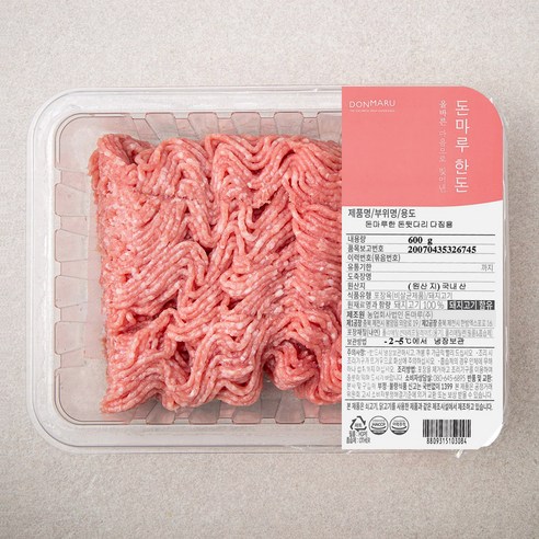 돈마루 한돈 뒷다리 다짐육 (냉장), 600g, 1개