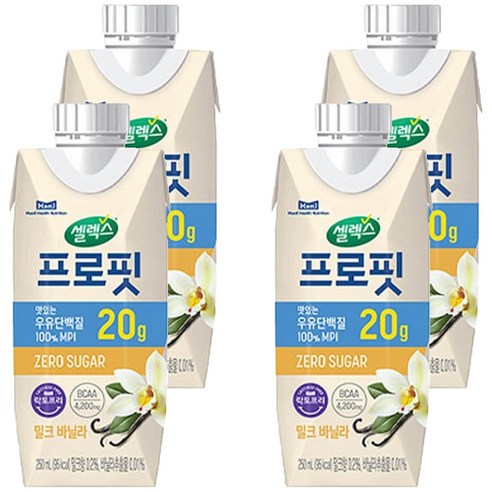 셀렉스 프로핏 우유단백질 밀크 바닐라, 250ml, 4개