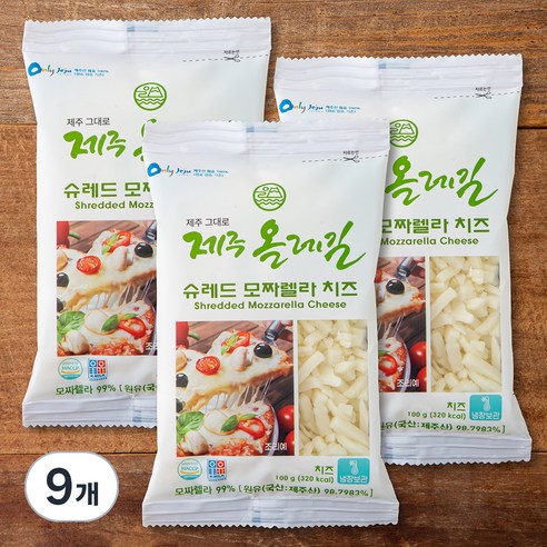 제주 올레길 슈레드 모짜렐라치즈, 100g, 9개