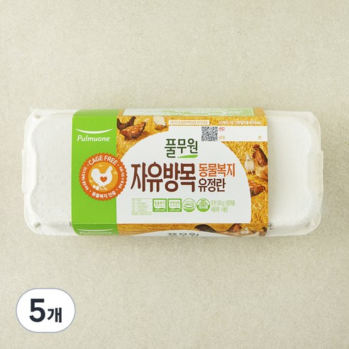풀무원 동물복지 인증 자유방목 유정란 1번란 520g, 10구, 5개