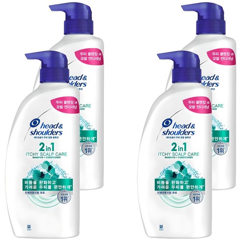 헤드앤숄더 2in1 가려운 두피케어 컨디셔너 겸용 샴푸 상쾌한향, 800ml, 4개