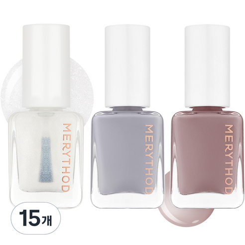 메리쏘드 릴엣지 네일 3종 세트, 01 쉬머 탑코트, 03 라일락 모브, 04 모브라운, 7ml, 15개
