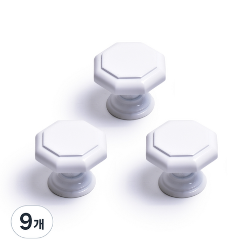손잡이세상 팔각 대 1구 가구 손잡이 화이트, 9개