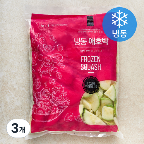 글로벌냉동식품 중국산 애호박 슬라이스 (냉동), 3개, 1kg
