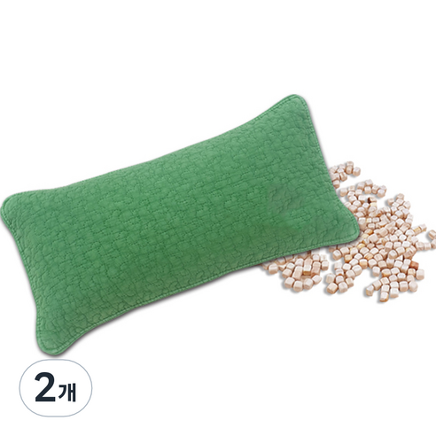 편백아트 프리미엄 편백 큐브칩 베이직 베개, 진녹(베개커버), 랜덤발송(속커버), 2개