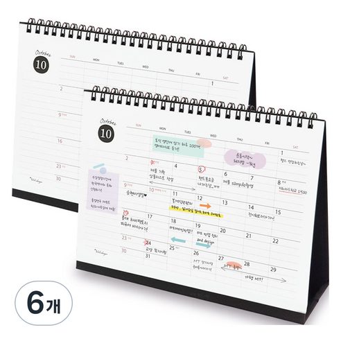 아이씨엘디자인 Scheduler Desk 캘린더 라지 2025, 혼합색상, 6개