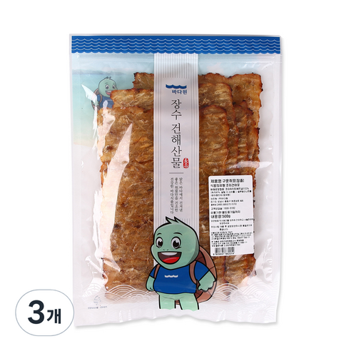 바다원 구운 장줄쥐포, 500g, 3개