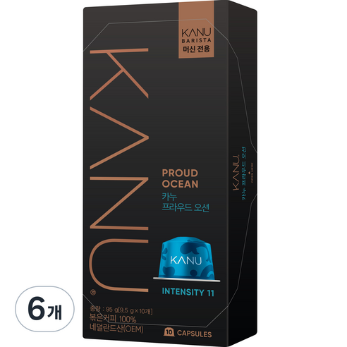 카누 바리스타 머신 전용 캡슐커피 프라우드오션, 95g, 10개입, 6개