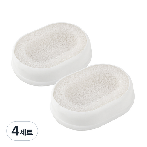 새드리 논슬립 비누받침 + 스펀지, 퓨어화이트, 4세트