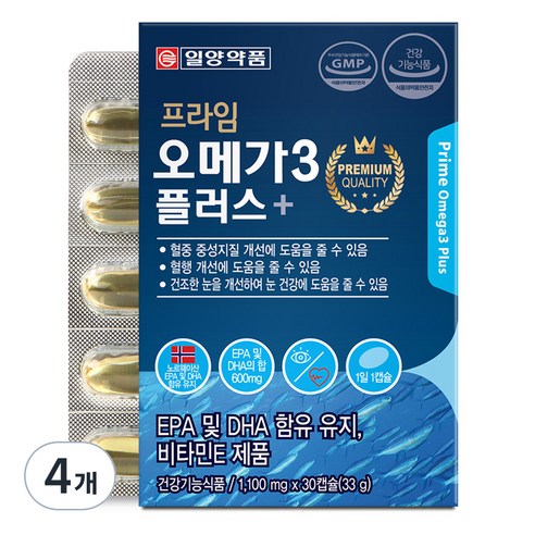 일양약품 프라임 오메가3 플러스, 30정, 4개