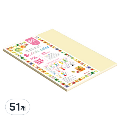 종이문화 SN 스타일리쉬 노멀 두꺼운 혼합색지 205g 11 Natural Tone, 51개, 8절