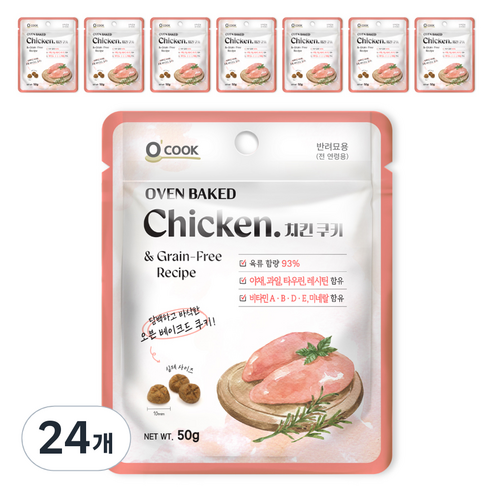 오쿡 고양이 오븐베이크드 간식, 치킨, 50g, 24개