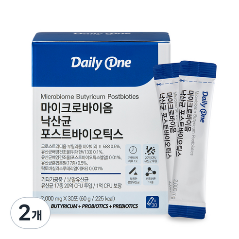 데일리원 마이크로바이옴 낙산균 포스트바이오틱스 30p, 2개, 60g