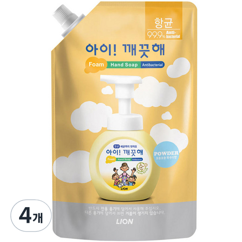 아이깨끗해 거품형 핸드솝 순 리필, 600ml, 4개