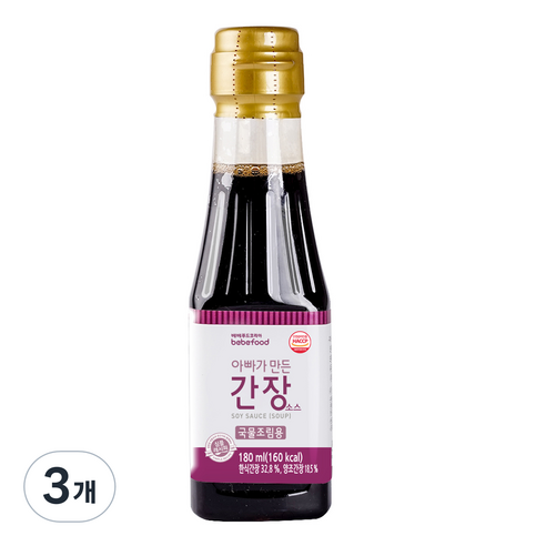 베베푸드 아빠가 만든 간장 소스 국물조림용, 180ml, 3개, 깊은맛