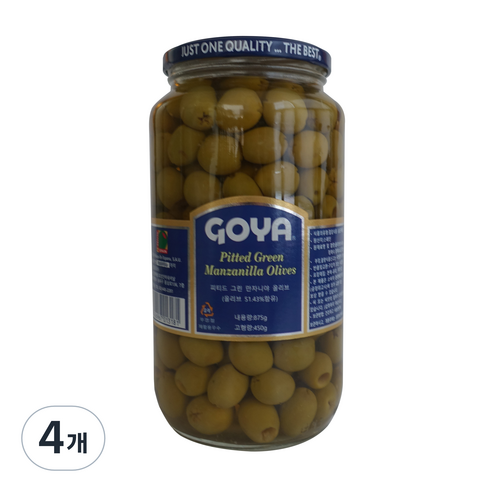 고야 대용량 피티드 그린 만자니야 올리브, 875g, 4개