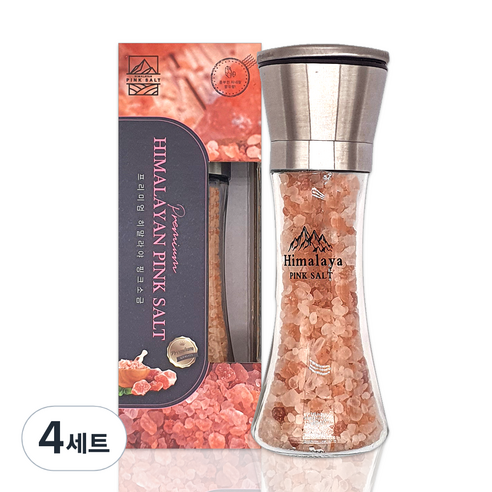 탑스코리아 히말라야 핑크 소금 + 스테인리스 그라인더 세트, 180g, 4세트