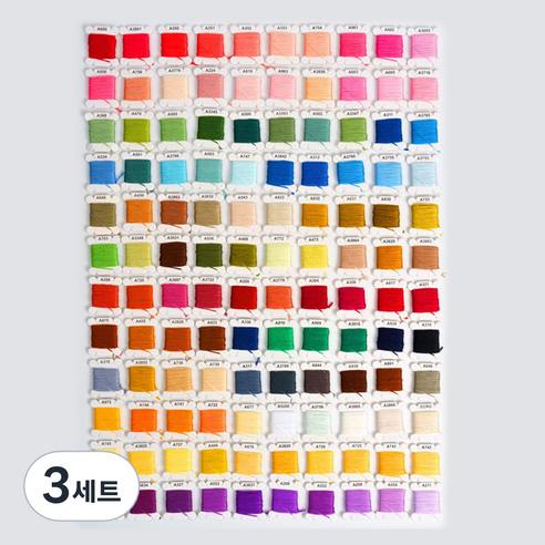 마다꾸미 십자수용 실 120색 + 케이스 기본 세트, 혼합색상, 3세트