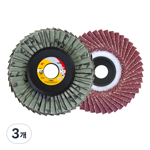바벨롭 그라인더 사포날 해바라기 휠 페이퍼 100mm 40방, 3개