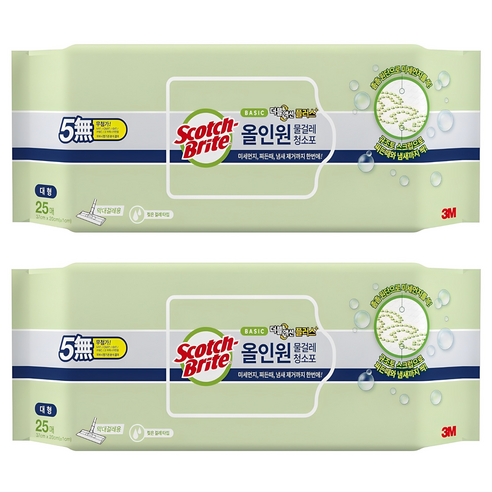 스카치브라이트 베이직 더블액션 물걸레 청소포 플러스, 2개
