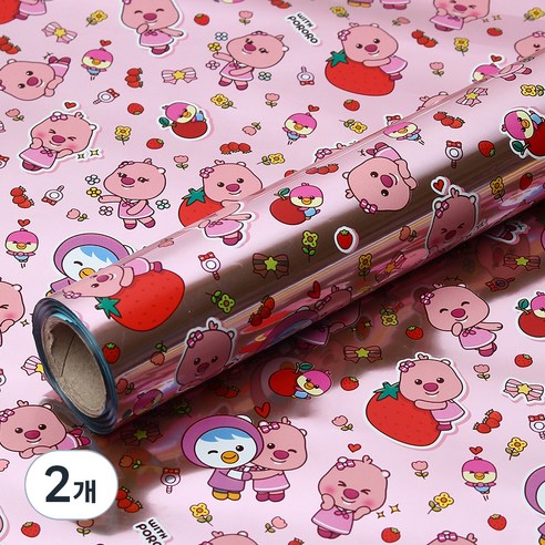 위드 뽀로로 증착롤 포장지 소 26.5cm x 12m, 핑크, 2개