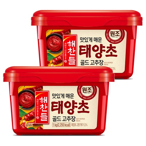 해찬들 태양초 골드 고추장, 1kg, 2개