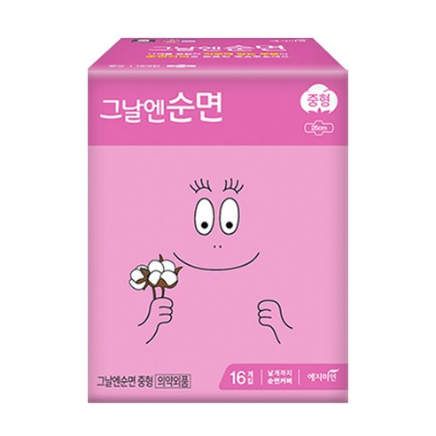 예지미인 바바파파 그날엔순면 중형 생리대 날개형, 16개입, 1개
