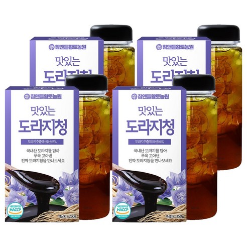 참앤들황토농원 맛있는 도라지청 250g + 보틀, 1개입, 4세트