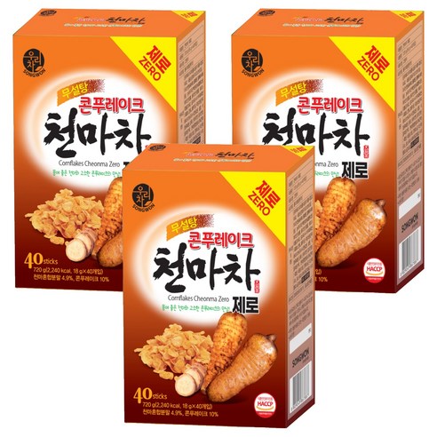 우리차 콘푸레이크 제로 천마차, 3개, 40개입, 18g