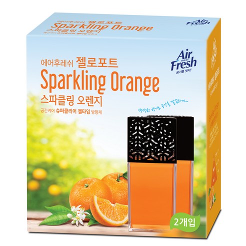 에어후레쉬 젤로포트 방향제 스파클링 오렌지, 120g, 2개