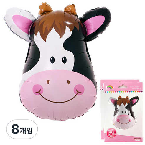 파티팡 동물 은박풍선, 젖소 (화이트), 8개입
