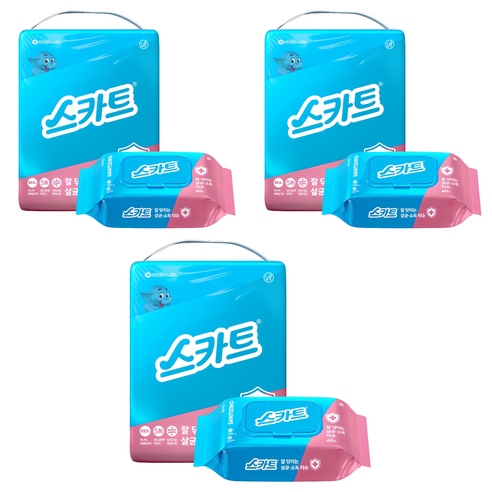 스카트 잘닦이는 살균 소독 티슈 60p, 12개