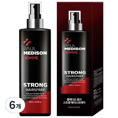폴메디슨 옴므 스트롱 헤어스프레이, 6개, 250ml