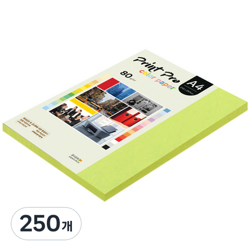 종이문화 프린트 프로 칼라 복사용지 No 09 브라이트그린 80g, A4, 250개