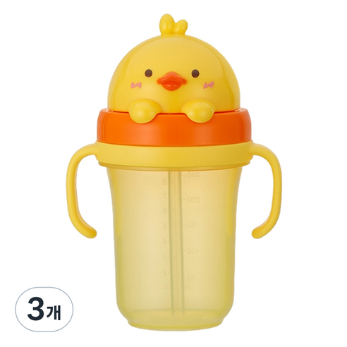 에디슨 유아용 프렌즈 흘림방지 입체 빨대컵2 300ml, 3개, 오리