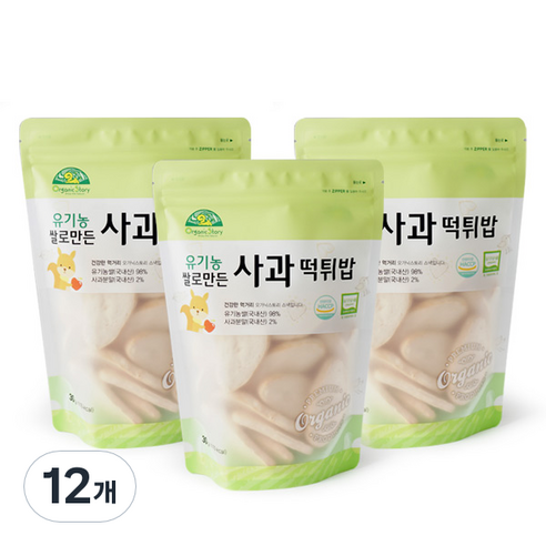 오가닉스토리 유기농 쌀로 만든 사과 떡튀밥, 30g, 12개