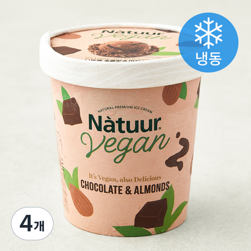 나뚜루 비건 초콜릿 & 아몬드 (냉동), 474ml, 1개입, 4개