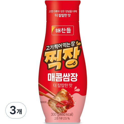 해찬들 고기 찍어 먹는 장 찍장 매콤쌈장, 300g, 3개