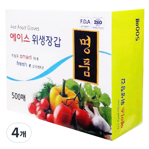 에이스 명품 위생장갑 500매, 4개