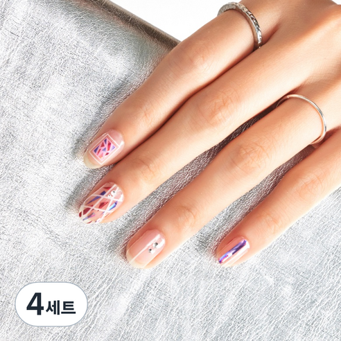 넬로 팔레트 젤 네일 스티커, 피스오브미러, 4세트