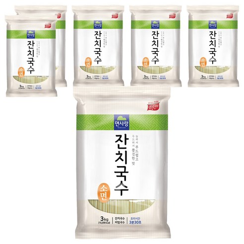 면사랑 잔치국수 소면, 3kg, 6개