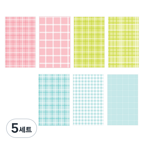 아이씨엘디자인 다꾸 배경 메모지 플레인 체크 7종 x 10p 세트, A, 5세트