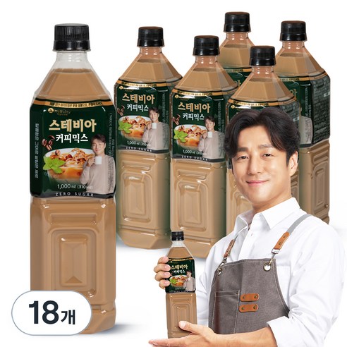 맥널티커피 대용량 제로슈가 스테비아 믹스커피, 1L, 18개