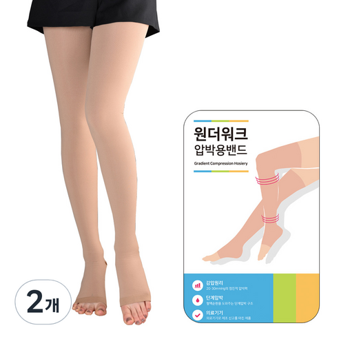 원더워크 의료용압박스타킹 발트임 팬티형 베이지색, 2개