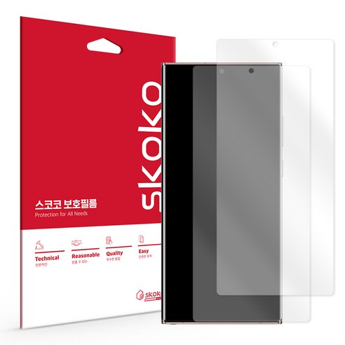 스코코 풀커버 리얼핏 휴대폰 액정보호필름 2p 세트, 1세트